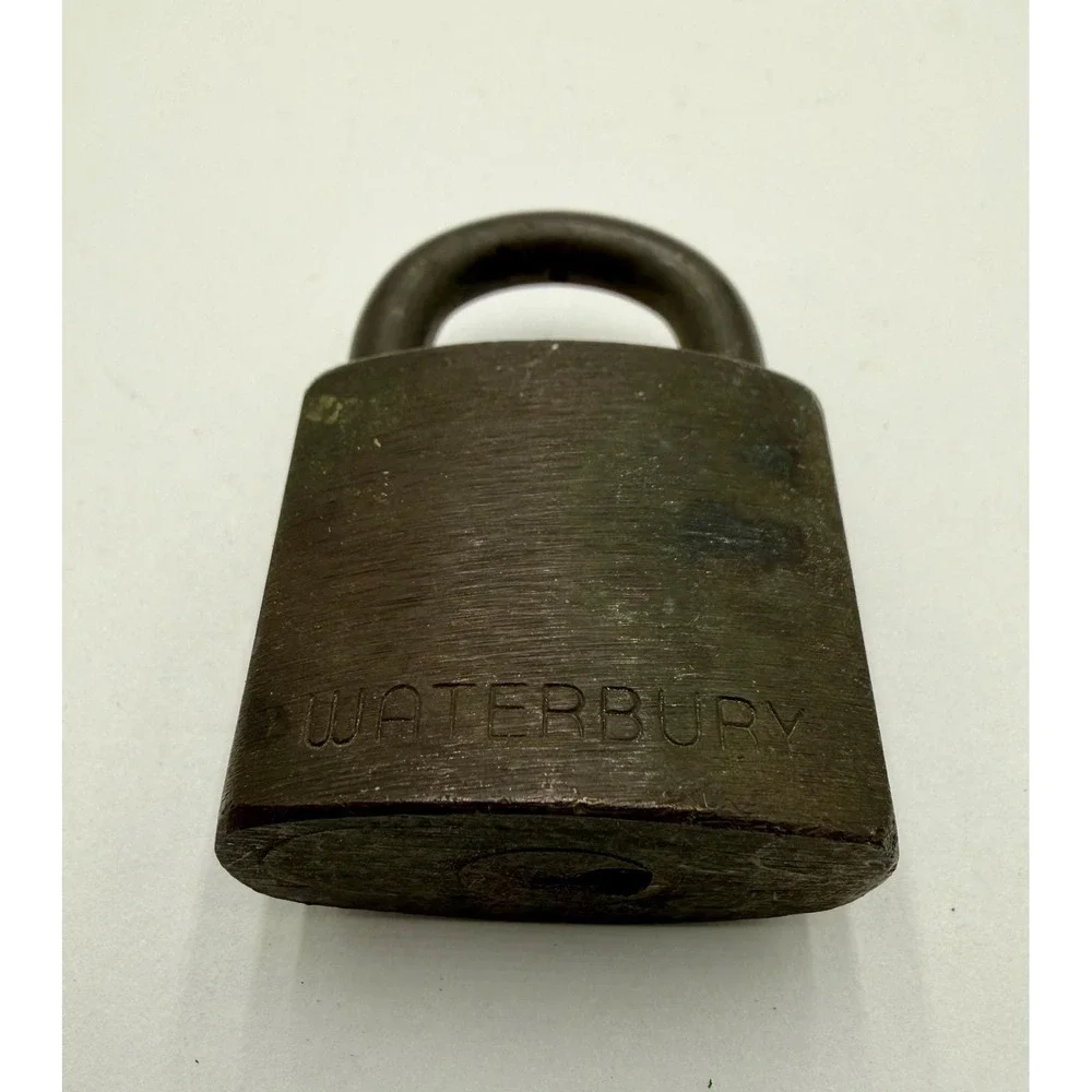 Vintage Waterbury US‎ Military Style Brass Padlock with 2 Keys S322 Heavy Duty